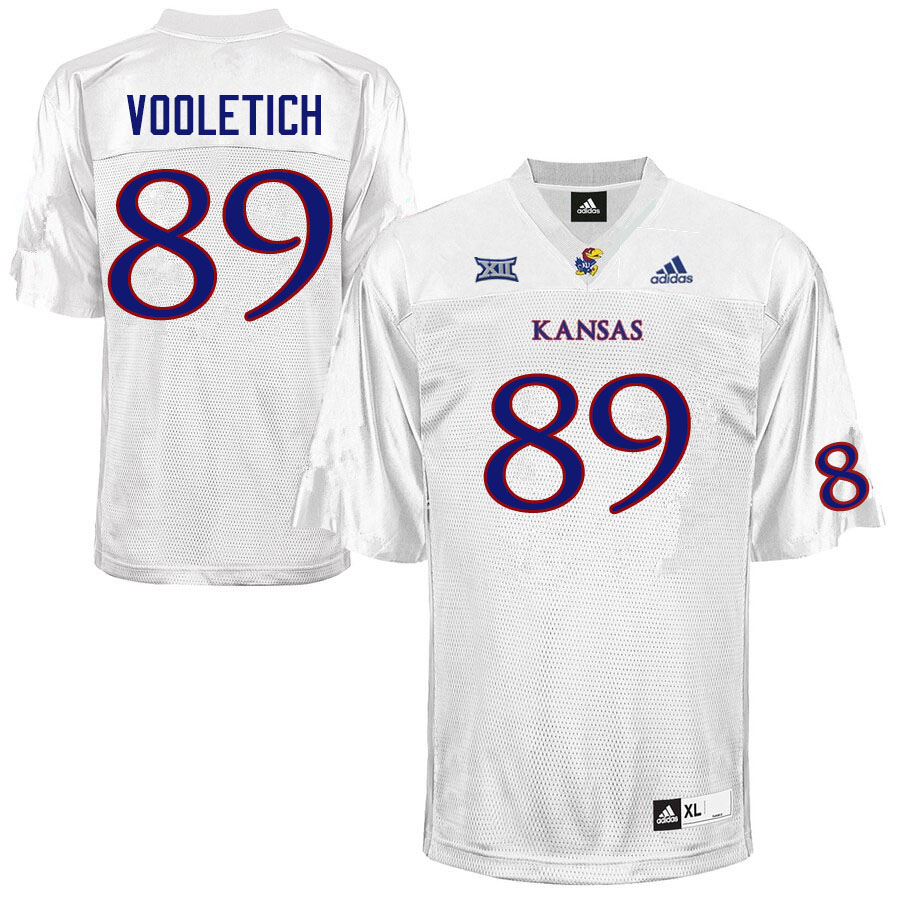 Men #89 Brice Vooletich Kansas Jayhawks College Football Jerseys Sale-White